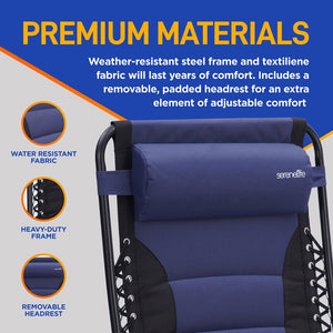 Zero Gravity Recliner Chair - Ultimate Comfort, Foldable, Blue
