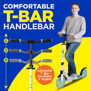 Kick Scooter for Adults & Teens - Foldable, Adjustable Alloy Deck, White