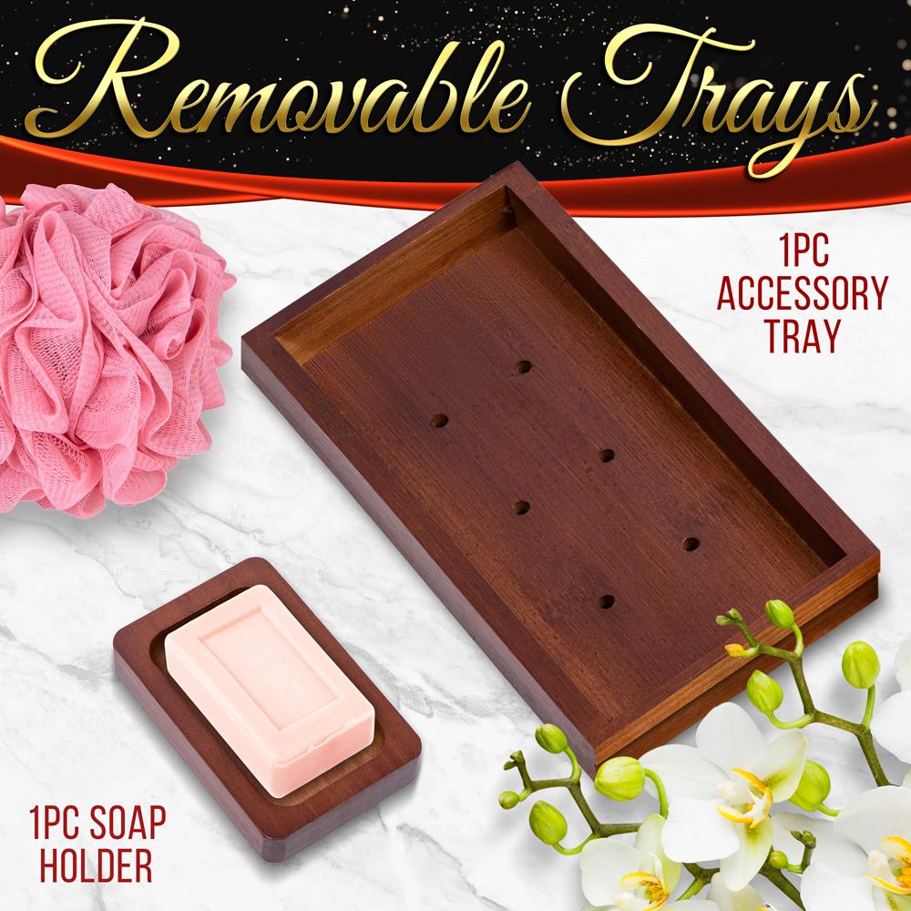 Bamboo Bathtub Caddy Comfort Extendable Tray Waterproof Brown