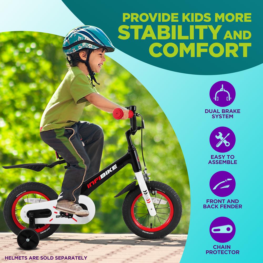 Kids' Bike 12" Safety Dual Brakes Adjustable Seat Training Wheels