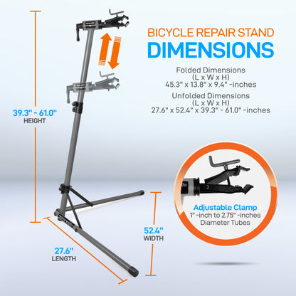 Home Mechanic Bicycle Repair Stand - Height Adjustable With Upgraded Collar And Leg Supports, Holds Up To 80 Lbs.