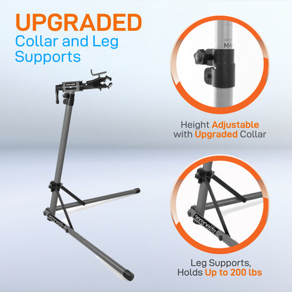 Home Mechanic Bicycle Repair Stand - Height Adjustable With Upgraded Collar And Leg Supports, Holds Up To 80 Lbs.
