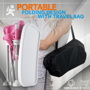 Baby Booster Seat - Portable Folding Design - Safety Belt & Tray