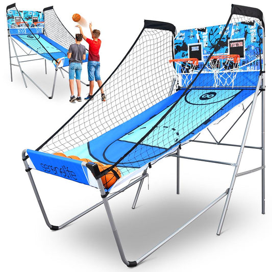 Arcade Basketball Game Indoor/Outdoor Dual Hoop LED Scoreboard Foldable
