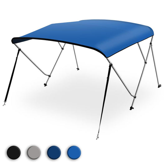 Waterproof Boat Top, 79-84"W 3 Bow, UV Resistant, Aluminum Frame, Blue