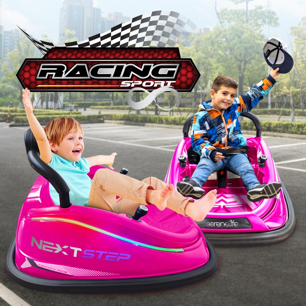 Kids Toy Electric Ride On Bumper Car Vehicle With Remote Control, Led Lights & 360 Degree Spin, 2 Driving Modes (Pink)