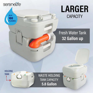 Portable Toilet 5.8 Gal Leak-Proof High-Density Polyethylene Camping