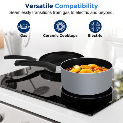 Ensemble de cuisson antiadhésif de 6 pièces - Chaleur uniforme, revêtement durable, noir 