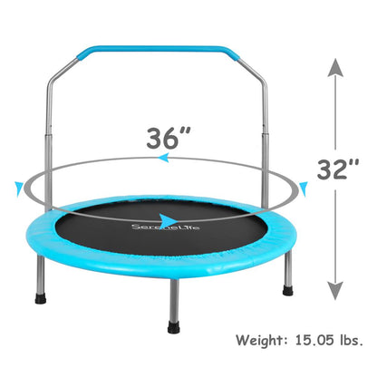 Trampoline pour tout-petits, saut en toute sécurité, design sans ressort, bleu 