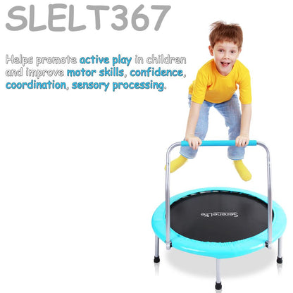 Trampoline pour tout-petits, saut en toute sécurité, design sans ressort, bleu 