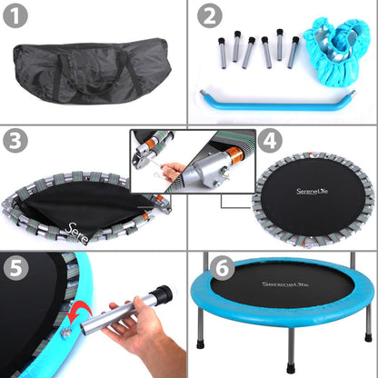 Trampoline pour tout-petits, saut en toute sécurité, design sans ressort, bleu 