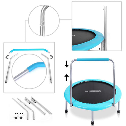 Trampoline pour tout-petits, saut en toute sécurité, design sans ressort, bleu 