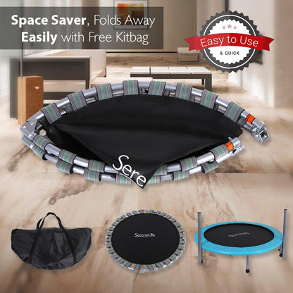 Trampoline pliable de 40", perte de poids, poignée réglable, bleu ciel 