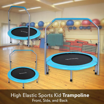 Trampoline pliable de 40", perte de poids, poignée réglable, bleu ciel 