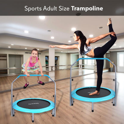 Trampoline pliable de 40", perte de poids, poignée réglable, bleu ciel 