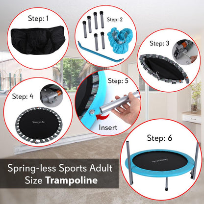 Trampoline pliable de 40", perte de poids, poignée réglable, bleu ciel 