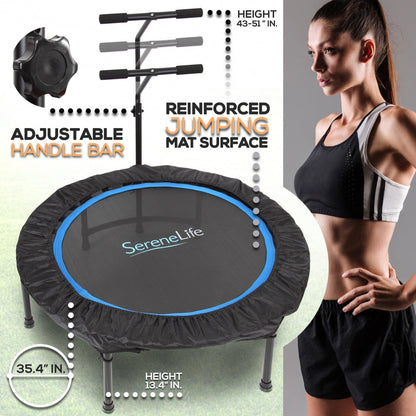 Trampoline pliable mini, fitness aérobic, main courante réglable, capacité de 264 lbs 