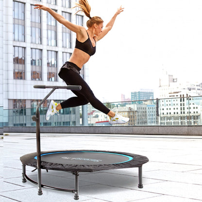 Trampoline pliable mini, fitness aérobic, main courante réglable, capacité de 264 lbs 