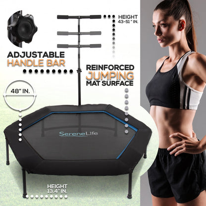 Trampoline de fitness pliable de 48", main courante réglable, capacité de 264 lbs 