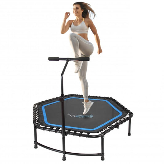 48" Foldable Fitness Trampoline, Adjustable Handrail, 264 lbs Capacity