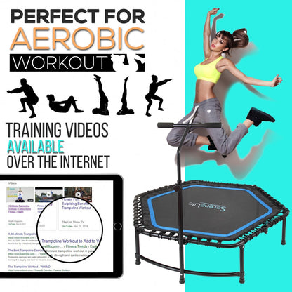 Trampoline de fitness pliable de 48", main courante réglable, capacité de 264 lbs 