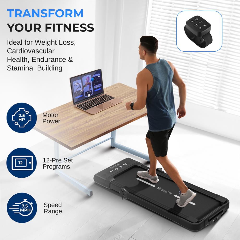 Foldable Treadmill & Walking Pad, 2.5 HP, 7.6 MPH, Easy Storage, 265lbs Capacity