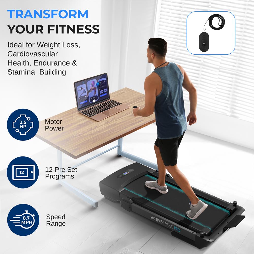 Walking Pad Treadmill, Space-Saving, 2.5HP, LED Display, 265lbs Capacity