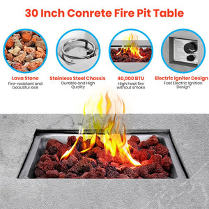 Propane Fire Pit Table 40,000 BTU Adjustable Flame Weather-Resistant