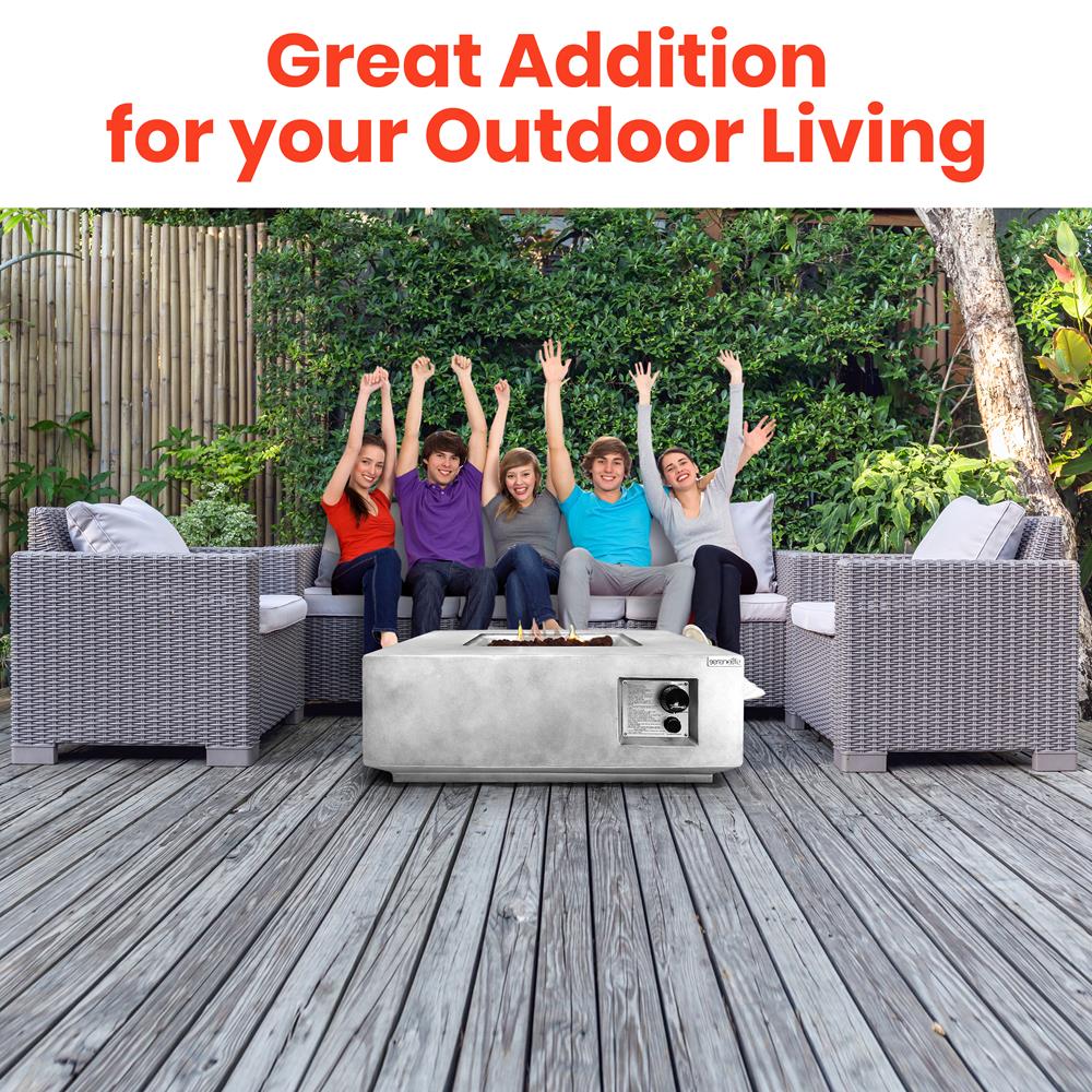 Propane Fire Pit Table 40,000 BTU Adjustable Flame Weather-Resistant