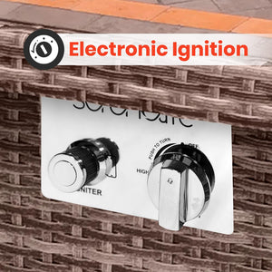 Outdoor Propane Fire Pit Table 50,000 BTU Tile Top Glass Wind Guard