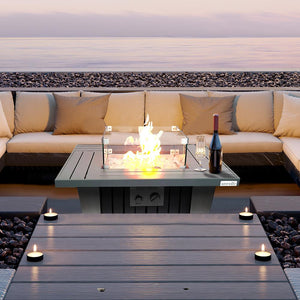 Propane Fire Pit Table 50,000 BTU Stainless Steel Pan & Legs, Weather Cover