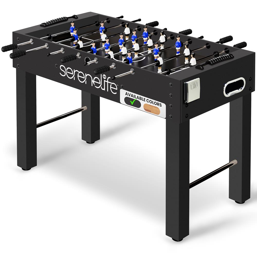 48" Foosball Table, Tournament-Grade, Chrome Steel Rods, Black