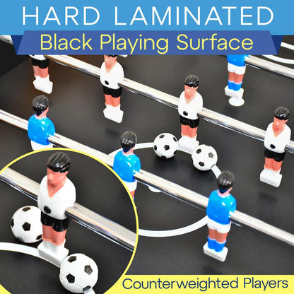 48" Foosball Table, Tournament-Grade, Chrome Steel Rods, Black