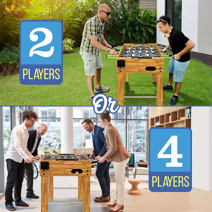 Foosball Table 48" Adjustable Height MDF Natural Finish 2 Balls Included