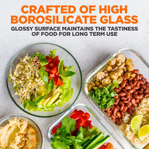 24-Piece Glass Storage Set, Leak-Proof, High Borosilicate, Blue