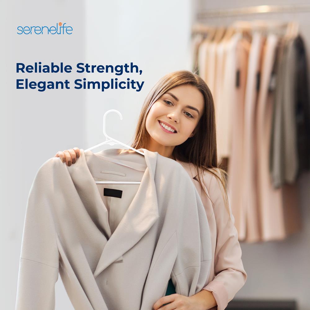 10 Pack Non-Slip Plastic Hangers, Space-Saving, 360° Swivel Hook, White