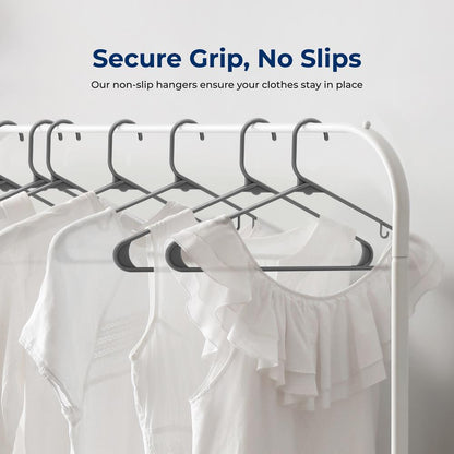 20 Pack Plastic Hangers, Space-Saving, Non-Slip, 360° Swivel Hook, Gray