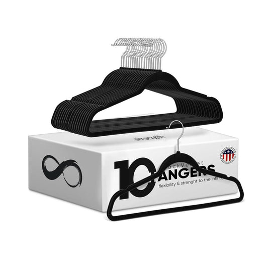 Velvet Hangers 10-Pack, Non-Slip, 360° Swivel Hook, Space-Saving