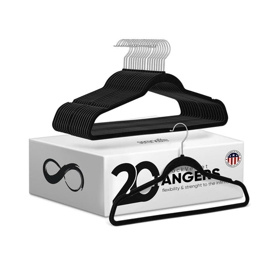 20 Pack Velvet Hangers - Non-Slip, Space-Saving, 360° Swivel Hook