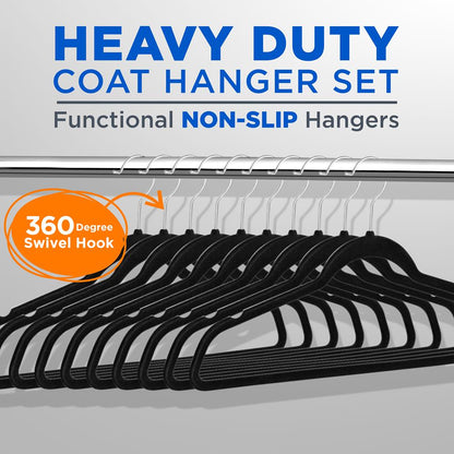 Velvet Non-Slip Hangers 50-Pack, Space-Saving, 360° Swivel Hook