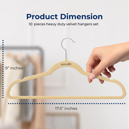 10 Pack Velvet Hangers - Non-Slip, Space-Saving, 360° Swivel, Ivory