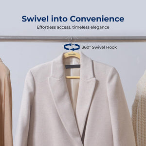 10 Pack Velvet Hangers - Non-Slip, Space-Saving, 360° Swivel, Ivory