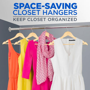 Wooden Coat Hangers 20 Pack, Durable 360° Swivel Hook, Natural Wood