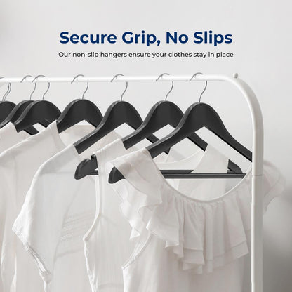 10-Pack Wooden Coat Hangers - Durable, Space-Saving, 360° Swivel Hook