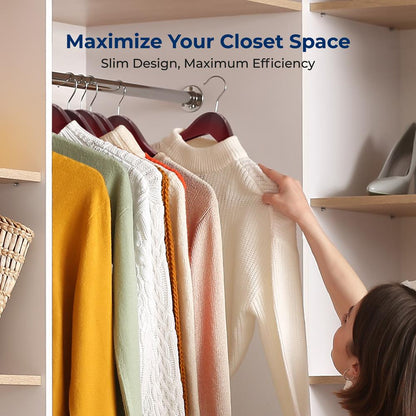 10-Pack Wooden Coat Hangers - Durable, Space-Saving, Cherry Finish