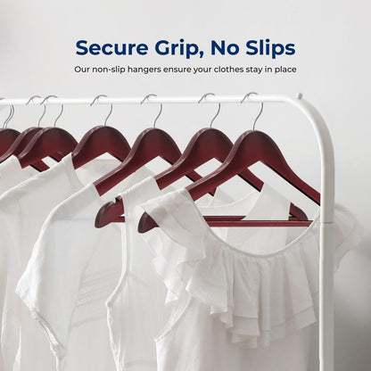 20-Pack Wooden Coat Hangers - Durable, Space-Saving, 360° Swivel Hook