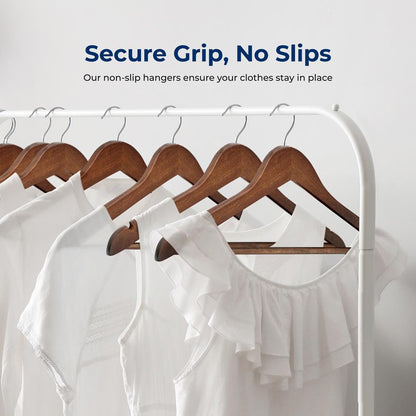 20-Pack Wooden Clothes Hangers - Sturdy, Non-Slip, Vintage Finish