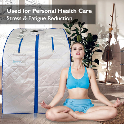 Portable Infrared Sauna for Detox, 1050W Heated Foot Pad, Silver