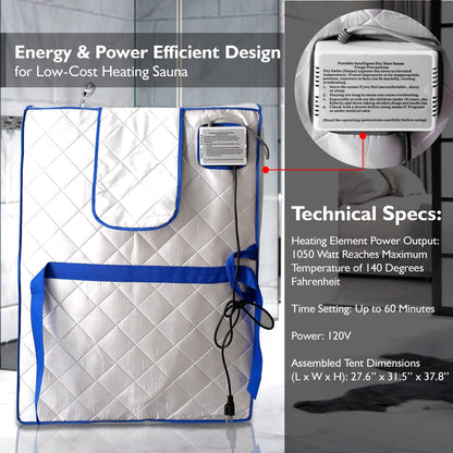 Portable Infrared Sauna for Detox, 1050W Heated Foot Pad, Silver