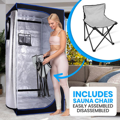 Sauna portable pour la maison pour la détox, cuiseur vapeur 4L, chaise pliante, gris 